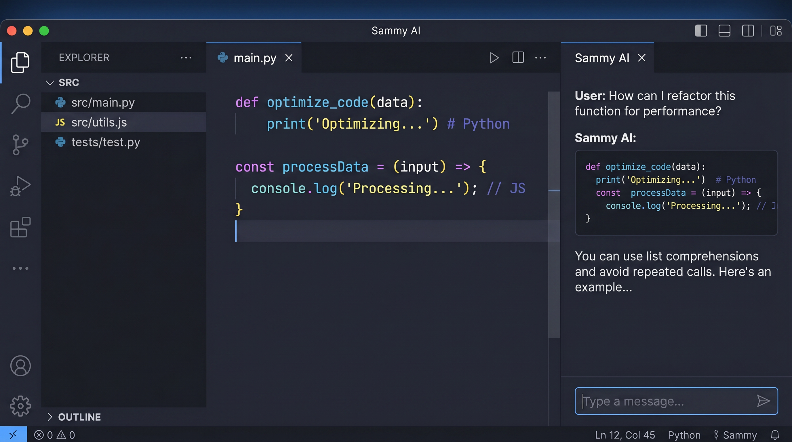 Sammy Monaco code editor